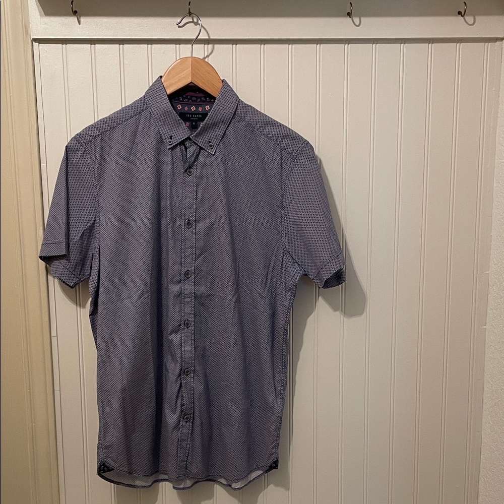 Ted Baker London Men’s Geometric Print Short Sleeve Button Up Shirt Size 3
